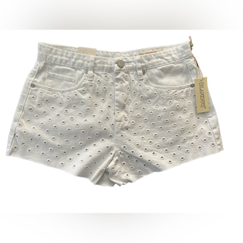 BlankNYC White Eyelet Embroidery Barrow Short SZ 27 Vintage High Rise Raw Hem
